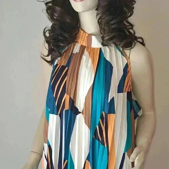 Dress pleated color block - Picture 3 of 7